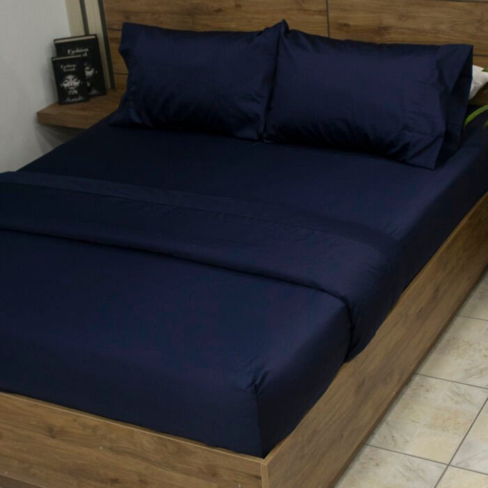 JUEGO SABANA AMASIAS 250 HILOS – DARK BLUE3