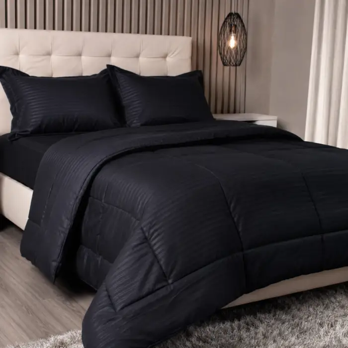 edredon negro jana en poliester para cama