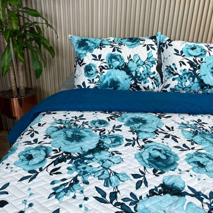 Sobrecama Becorat Flor Azul
