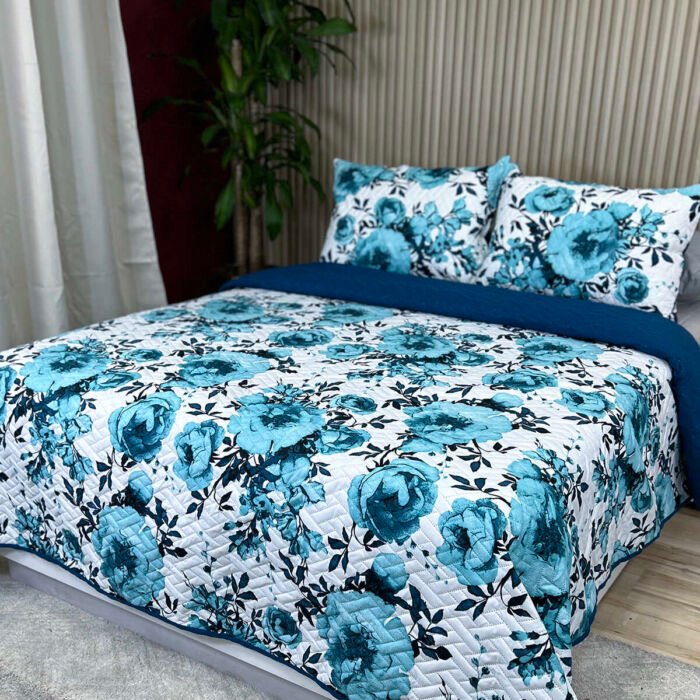 Sobrecama Flor azul 1