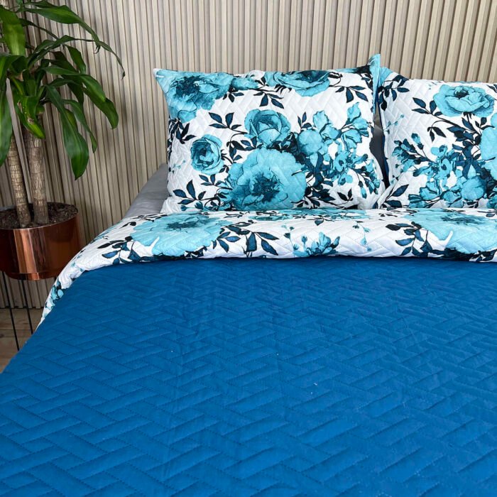 Sobrecama Flor azul 1