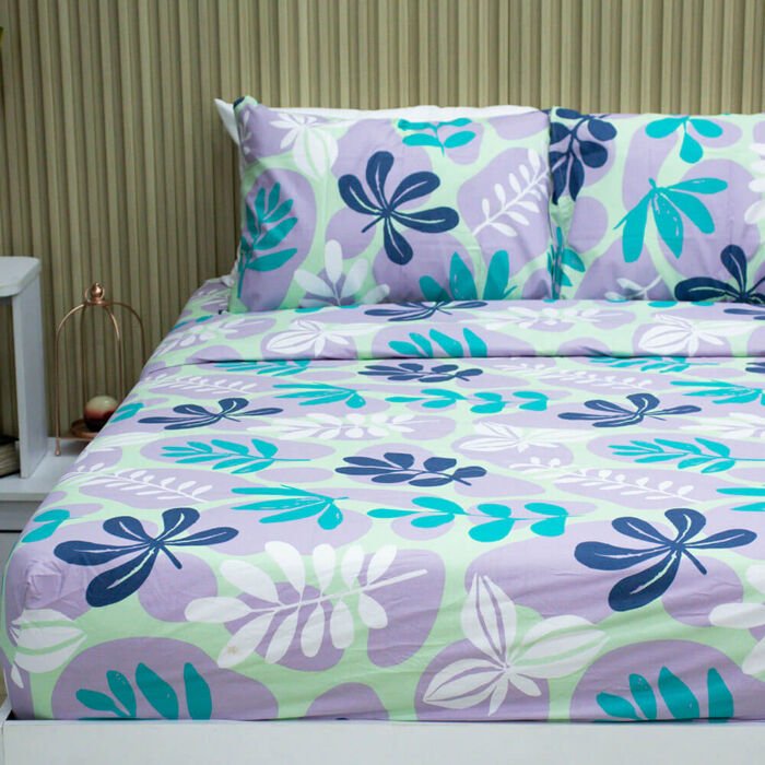 Juego de Sabanas Flora Violeta 144 hilos 1