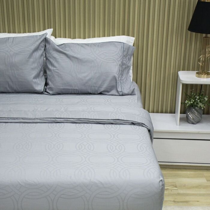 Juego de Sabanas Sky Deluxe Bruma Gris – Jacquard 144 hilos 6
