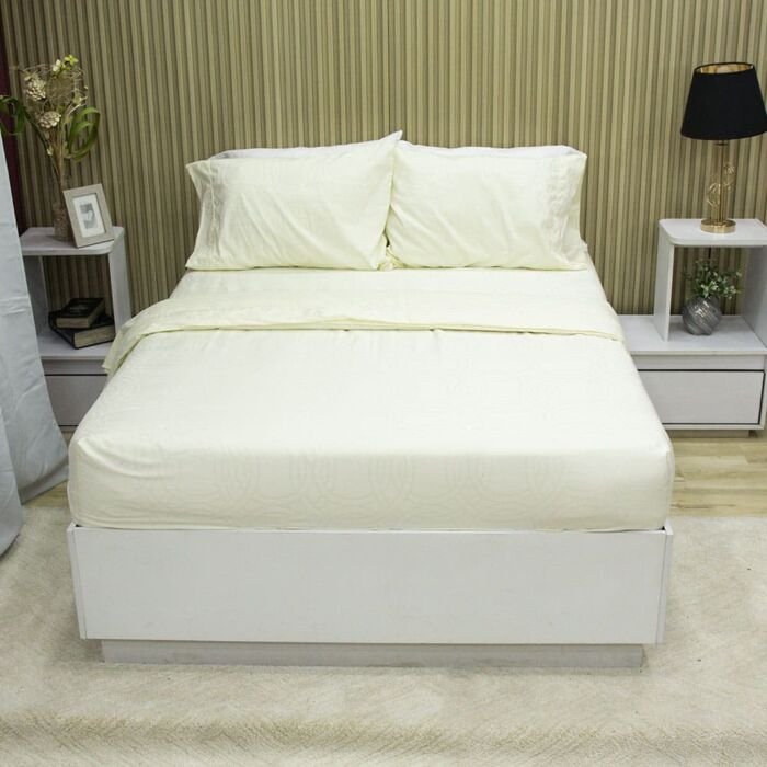Juego de Sabanas Sky Deluxe Marfil Serenity Jacquard 144 hilos 6