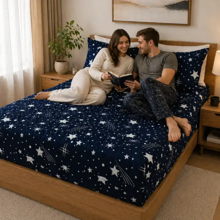 edredon galaxy print cama moderna colombia