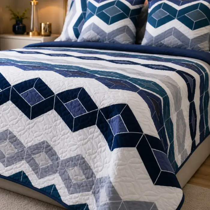 cubrelecho moderno azul gris para cama